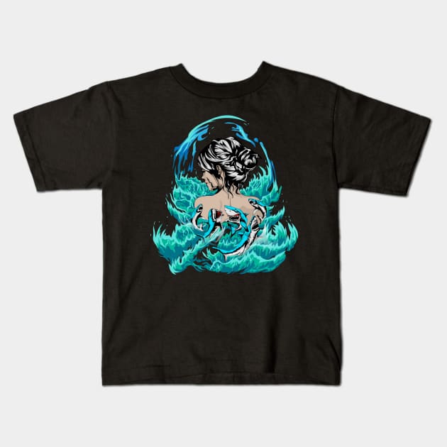 Geisha: Queen Of The Ocean Kids T-Shirt by Firts King